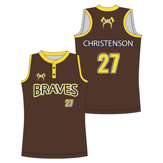 Softball 2 Buttons - Braves